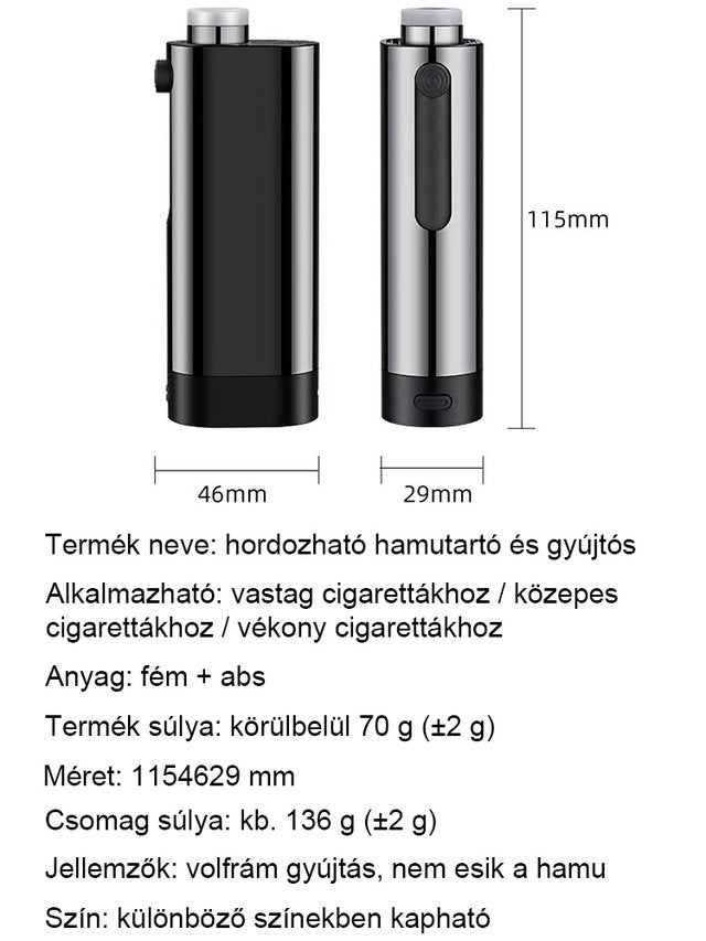 Egy kattintással gyújtott hordozható dohánygyújtó