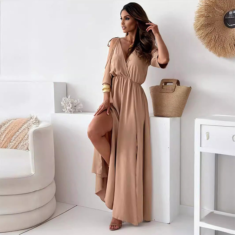 【💖Újdonságok 2025】👗Elegáns, szexi ruha nőknek hegyes nyakkivágással