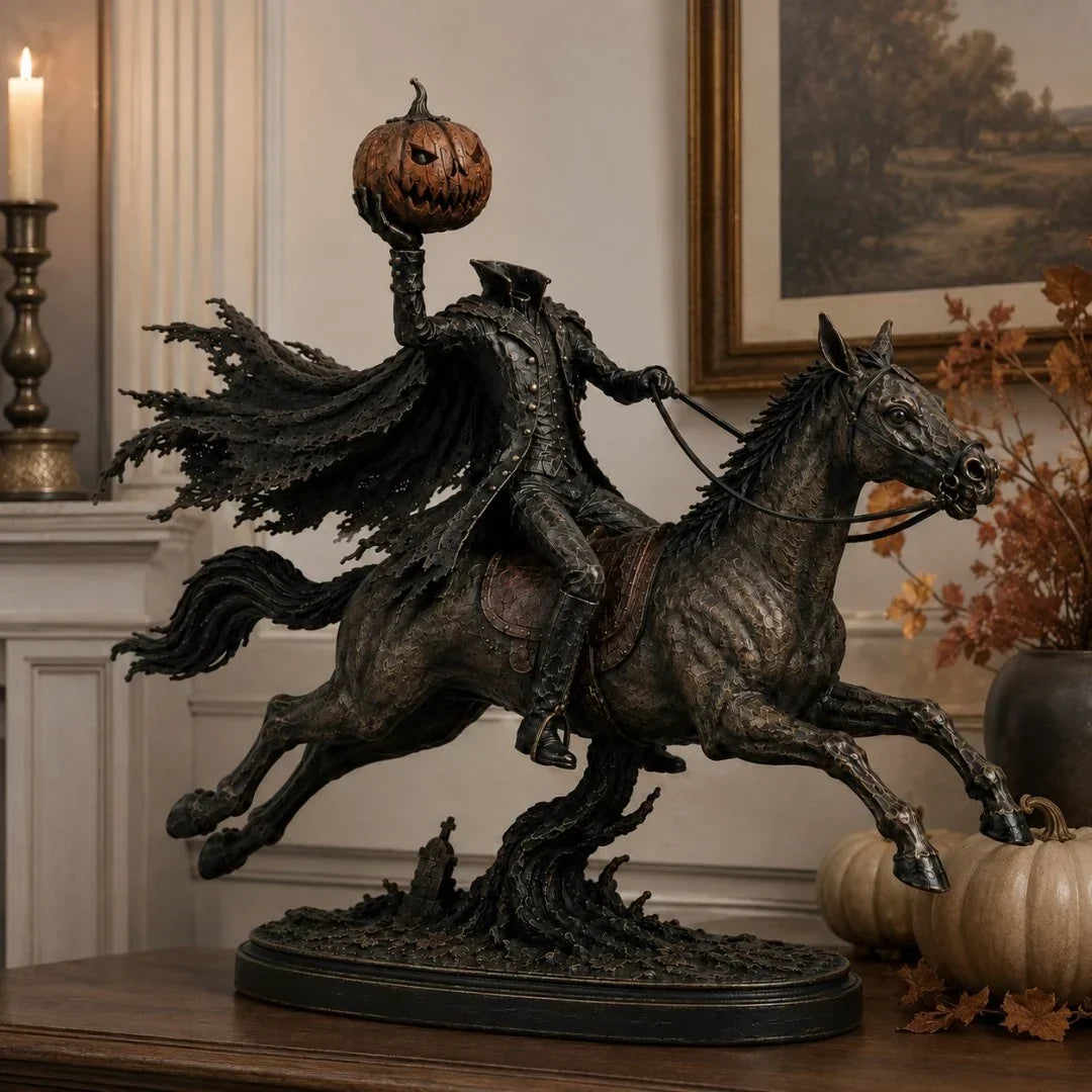 Éjféli Üldözés Fej Nélküli Lovas LED Figura – Halloween Dekoráció