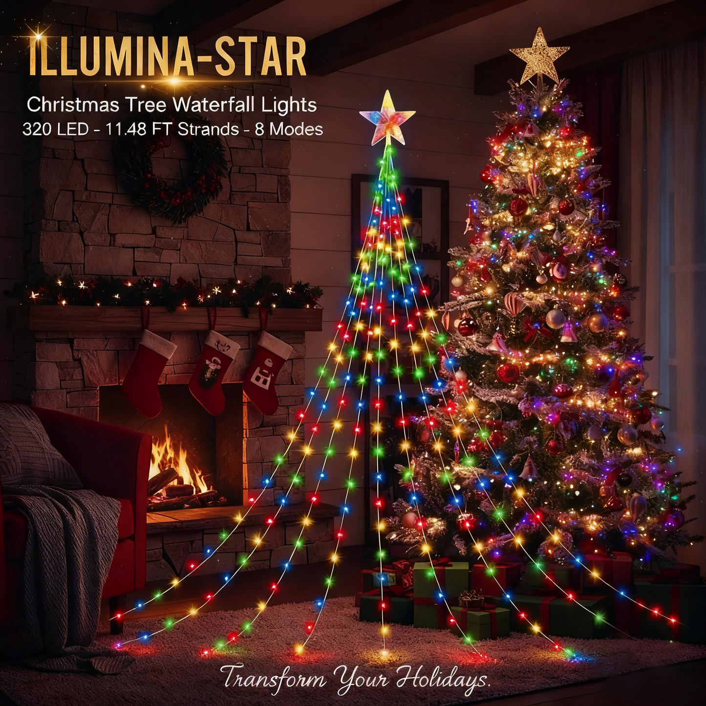 🎁Korai ünnepi akció 50% kedvezménnyel🎄Starlight Cascade karácsonyi fények