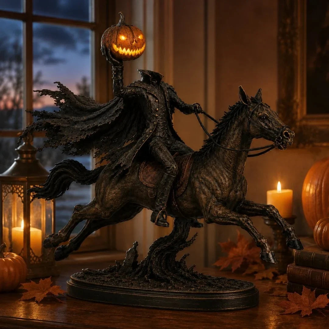 Éjféli Üldözés Fej Nélküli Lovas LED Figura – Halloween Dekoráció