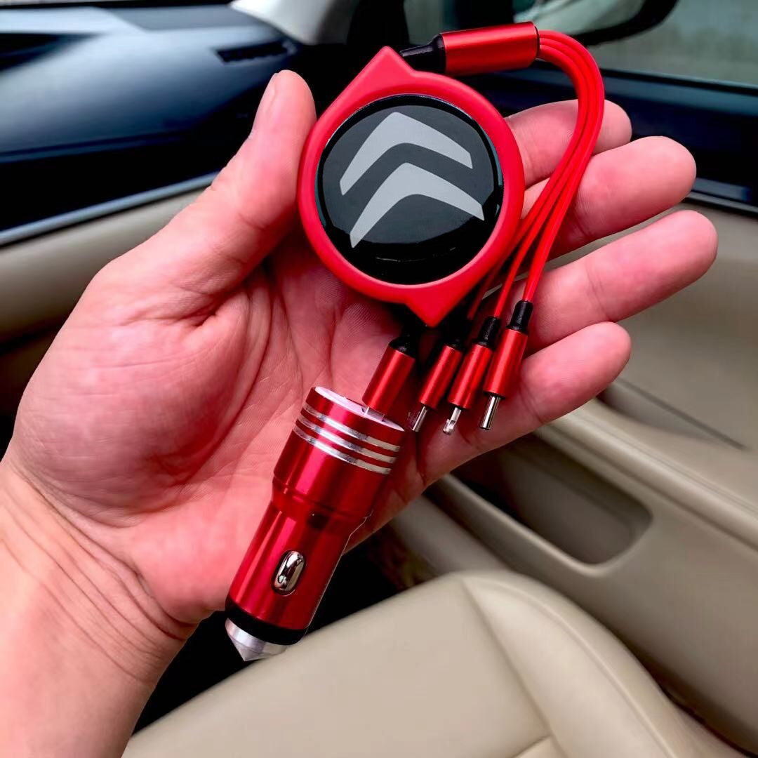 3 az 1-ben visszahúzható autós adatkábel + ingyenes autós töltő