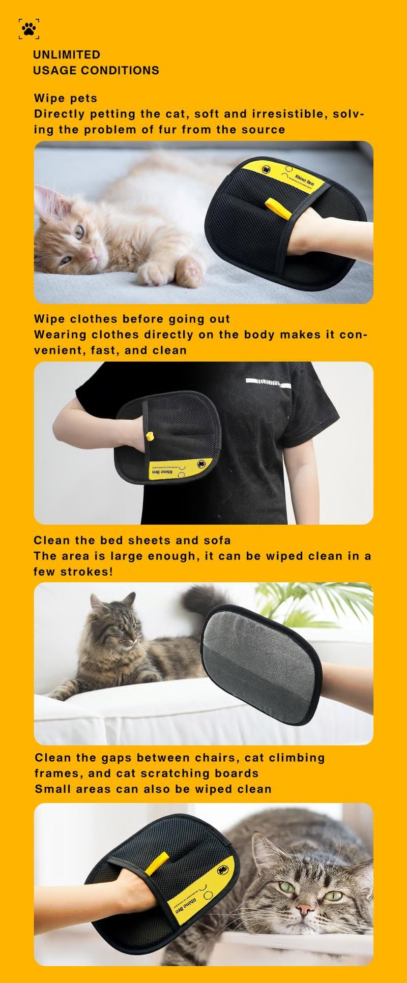 ✨⚡Újrafelhasználható antisztatikus kesztyűk állatszőr eltávolításához