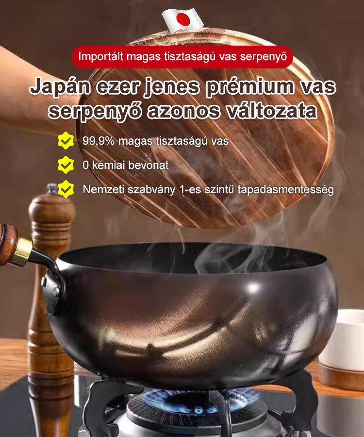 【Bevonat nélküli egészséges edény】Vasat pótoló tiszta vas tapadásmentes serpenyő