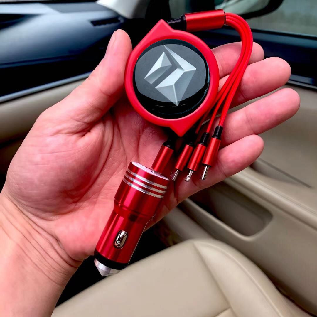 3 az 1-ben visszahúzható autós adatkábel + ingyenes autós töltő