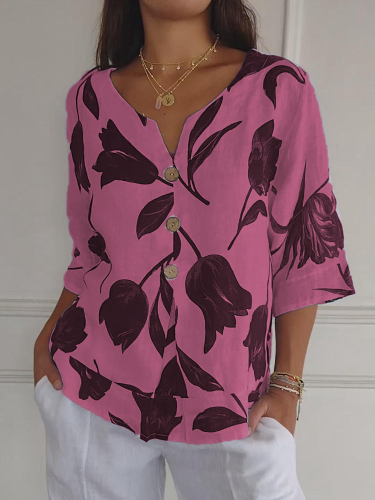🔥[S-5XL]👕Nyomtatott V-nyakú tunika