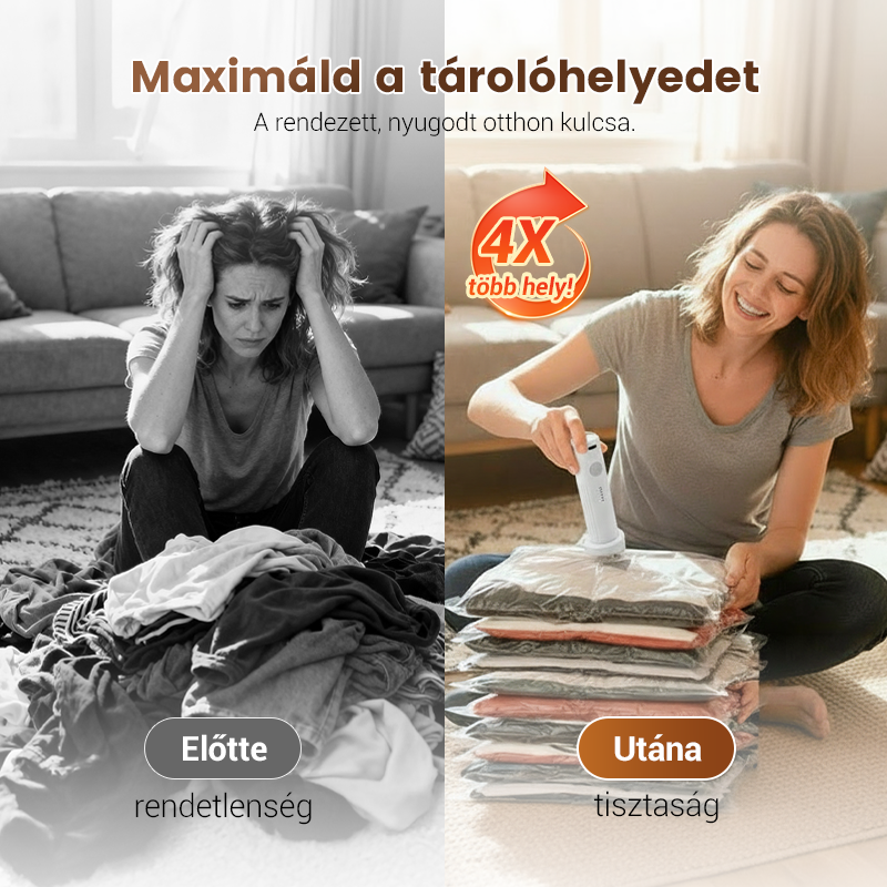 💪🌬️ Utazási vákuumtároló zsákok és hordozható szivattyú készlet 👕✨