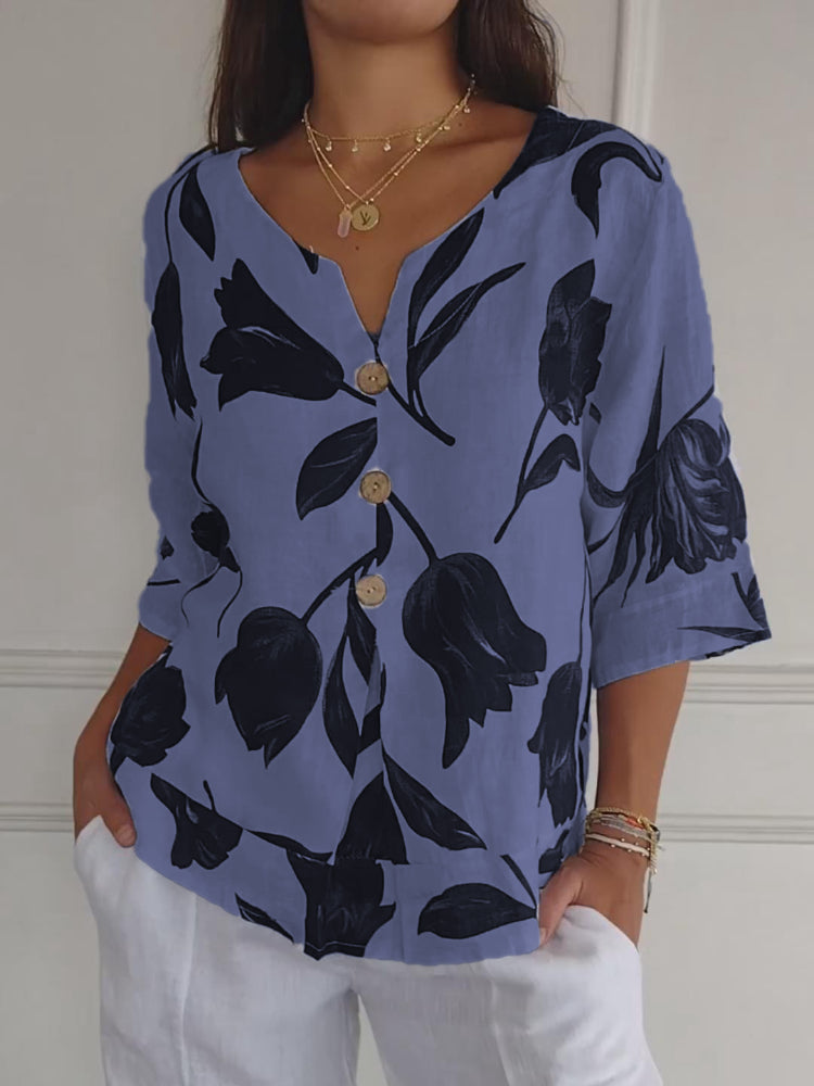 🔥[S-5XL]👕Nyomtatott V-nyakú tunika