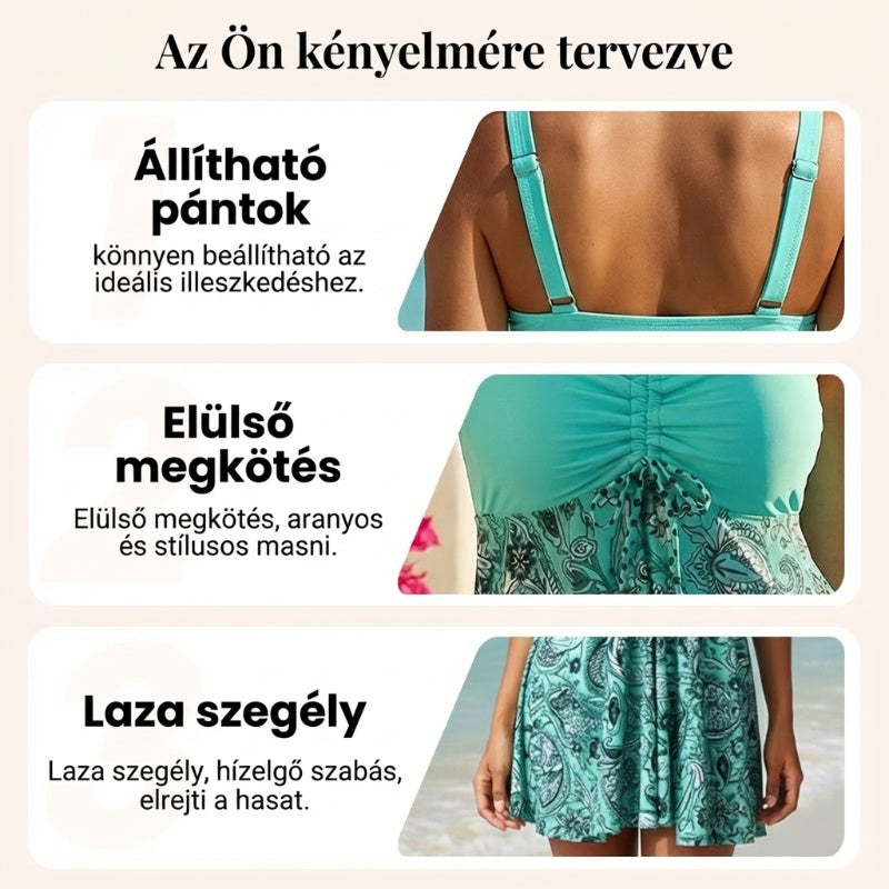 🔥👙【S-4XL】Ciánkék nyomtatott bikini fürdőruha