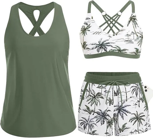 ⏰LAST DAY 49% OFF - 3 Piece Tankini with Shorts 🔥