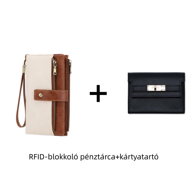 👛Retro stílusú, RFID-blokkolós, háromrészes női pénztárca
