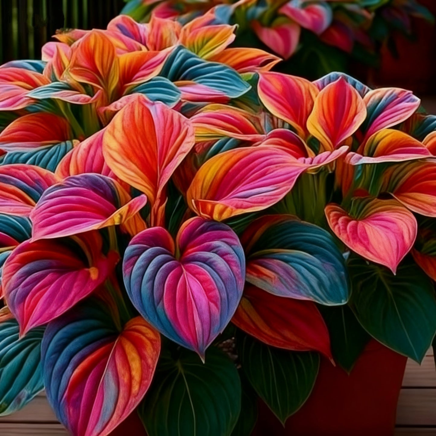 🌈🔥 Limitált kiadású Szivárványos Láng Hosták - Ritka Többszínű Lombozat, Kizárólag Üzletünkben 🌸