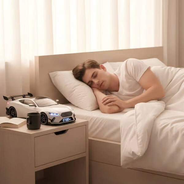 🎁 Hiperautó ébresztőóra🏎️Realisztikus motor- és fényeffektusok