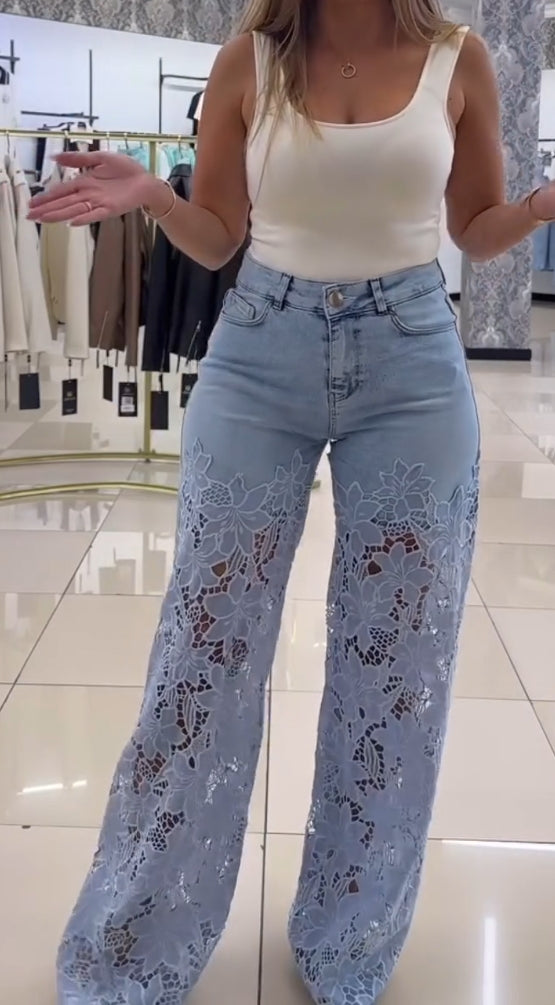 Elegáns női csipkefarmer