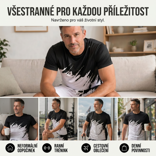 Tűnj ki a tömegből egy dinamikus 3D-s mintás férfi nyári dinamikus mintás szettben. Utánvétes fizetés! 🔥