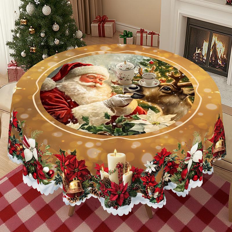 Prémium karácsonyi terítő – bájos Mikulás és rénszarvas motívum az örömteli családi pillanatokhoz