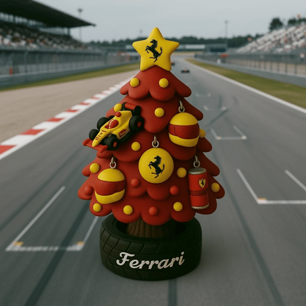 🎄🏎️ Miniatűr F1-es csapatstílusú karácsonyfa