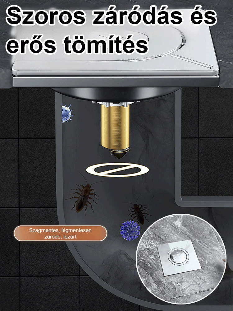 Lábas nyomású padlóösszefolyó a fürdőszobában