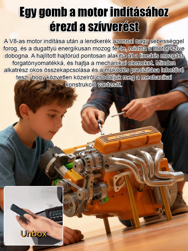Az új V8 motor dekorációs darab