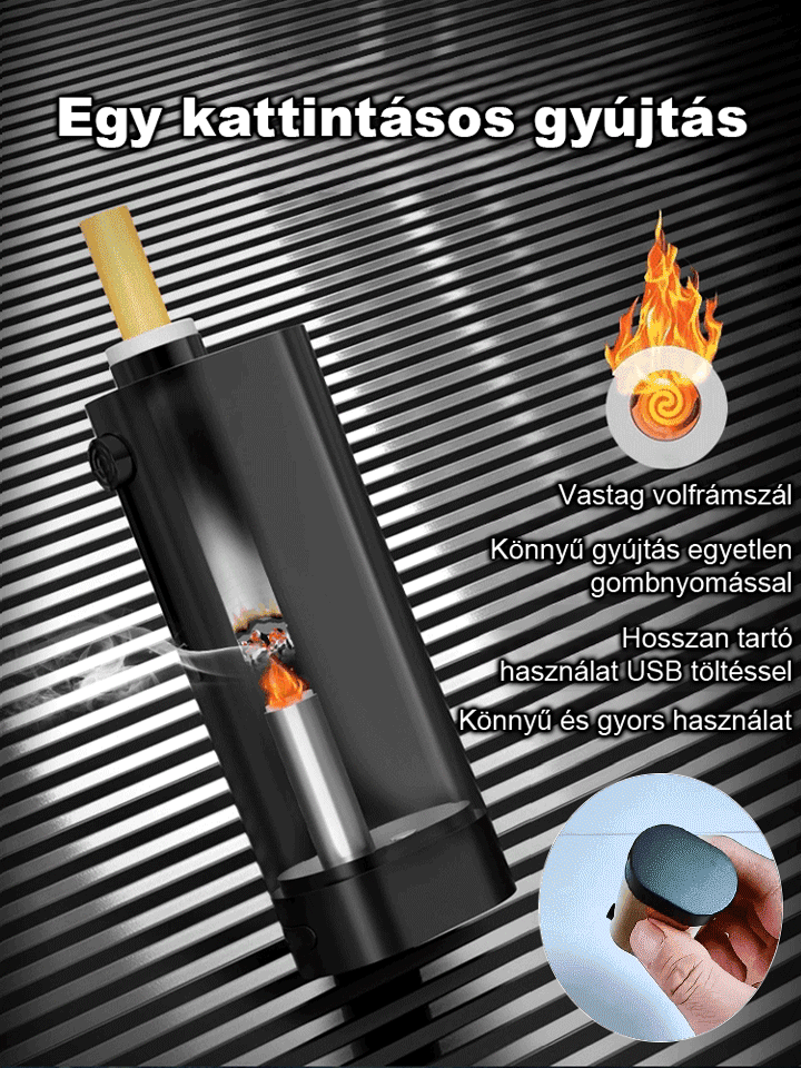 Egy kattintással gyújtott hordozható dohánygyújtó