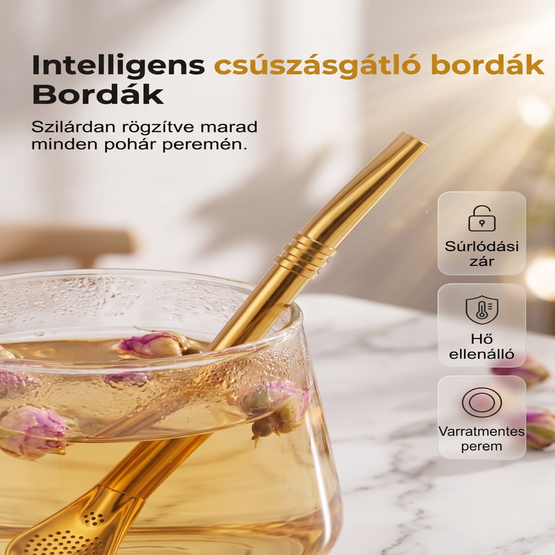 🥄 2-in-1 teaszűrő kanál szívószállal – Kompakt, könnyen használható 🔥
