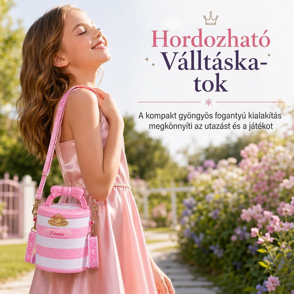 ✨ Mosható Hercegnő Sminkkészlet – Nem irritáló, tálcák és hordozható tok, biztonságos játék kislányoknak🎀