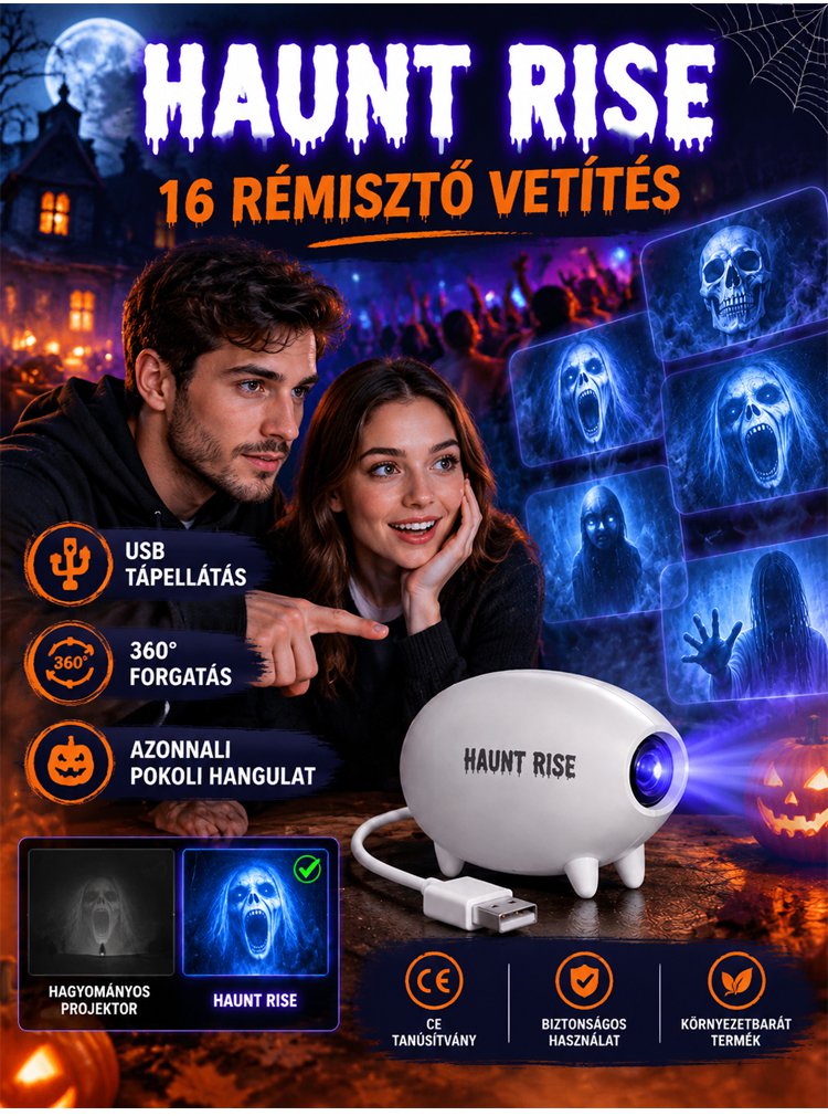 Halloween vetítő lámpa hálószobai kreatív LED-es éjszakai fény koponya lámpa