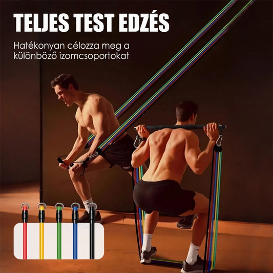 💪 14 részes rugalmas ellenállás-kötél szett (fogantyúval), otthoni edzőteremhez