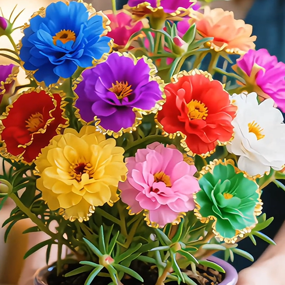 Aranycsipke portulaka🌸✨ Gyönyörű, dupla virágok a könnyed nyári színekért