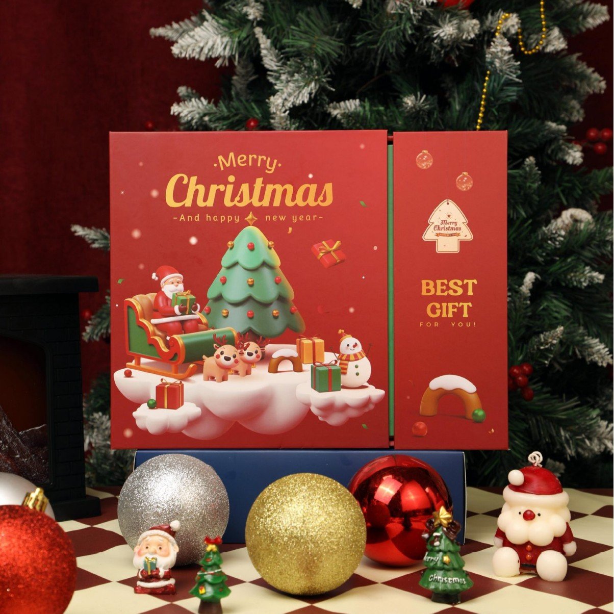 Rózsaszín Márvány Adventi Naptár 2025, 24 nap karácsonyig visszaszámláló doboz