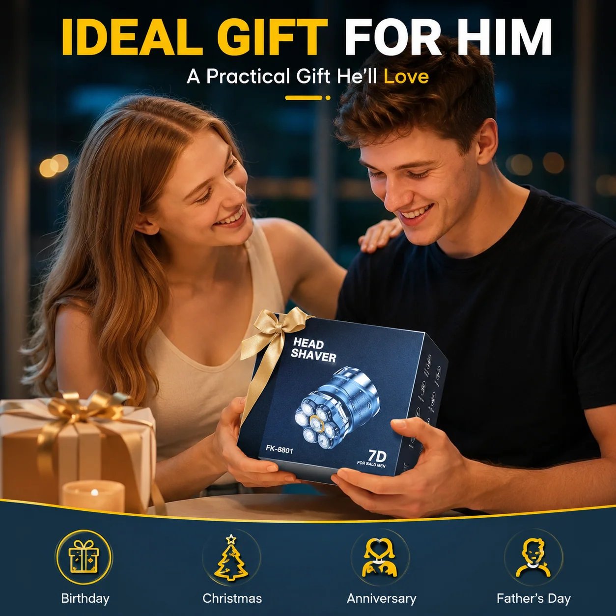 7D elektromos fejborotva férfiaknak | Nedves és száraz borotva
