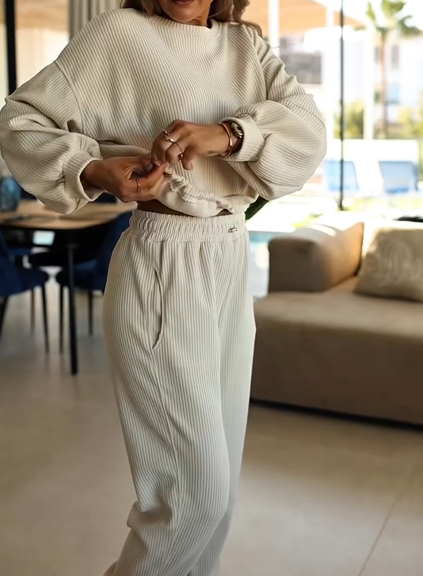 Női kétrészes bordázott szett mindennapi viseletre