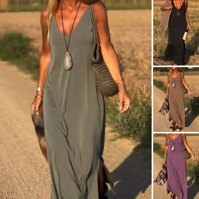 🔥👗Női maxi ruha szív alakú nyakkivágással