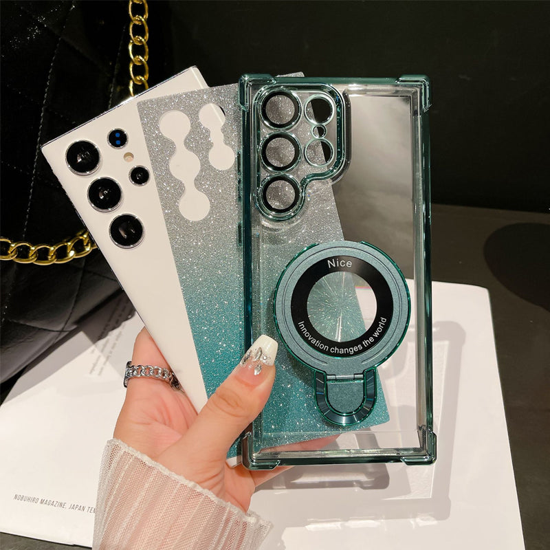 Mágneses gradiens mágneses csillogó mobiltelefon tokok Samsung S22/23/24 telefonhoz