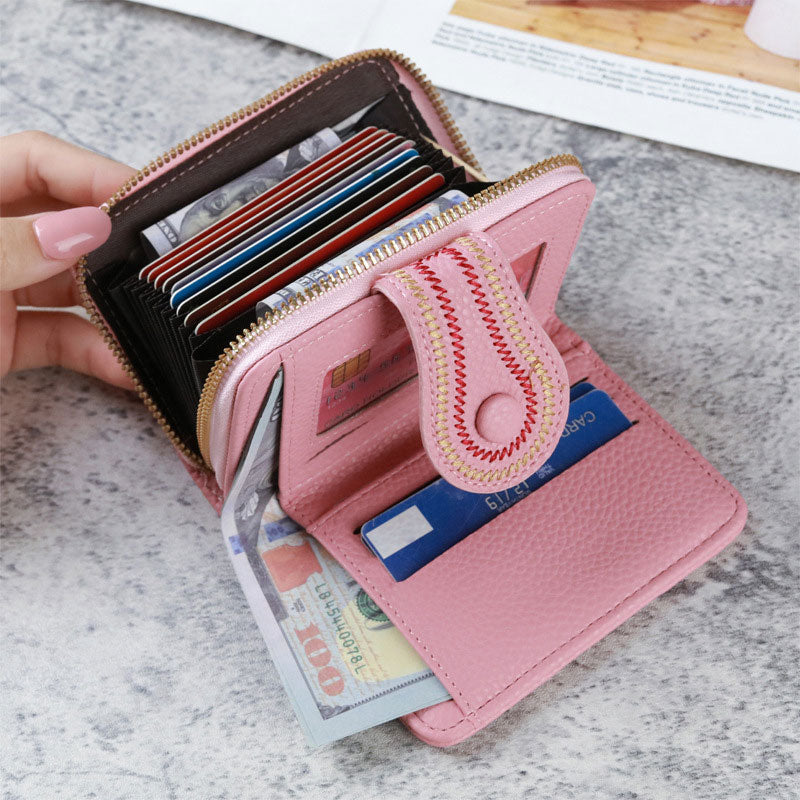 👛Női rövid cipzáras többkártyás zsebes pénztárca💰