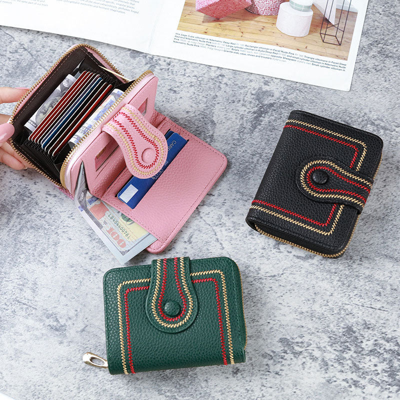 👛Női rövid cipzáras többkártyás zsebes pénztárca💰