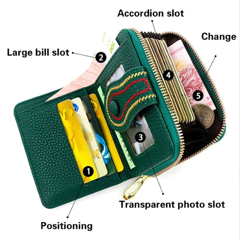👛Női rövid cipzáras többkártyás zsebes pénztárca💰