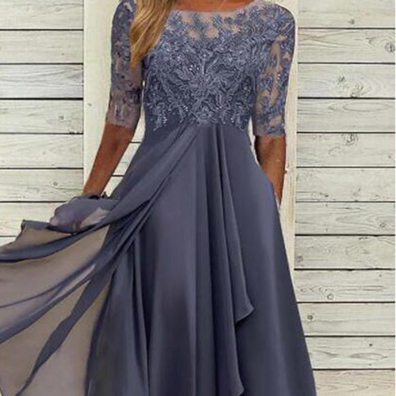 💖 Korlátozott példányszámú 💖 Elegáns hímzett hímzett koktél folyékony ruha