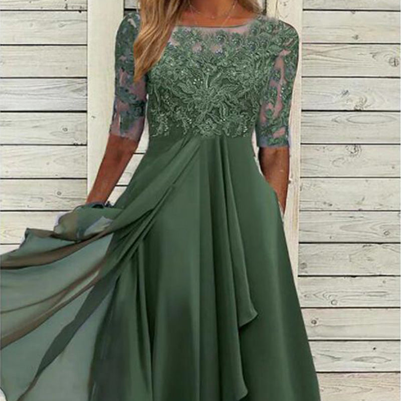 💖 Korlátozott példányszámú 💖 Elegáns hímzett hímzett koktél folyékony ruha