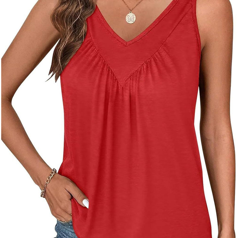 👚Női ujjatlan V-nyakú póló