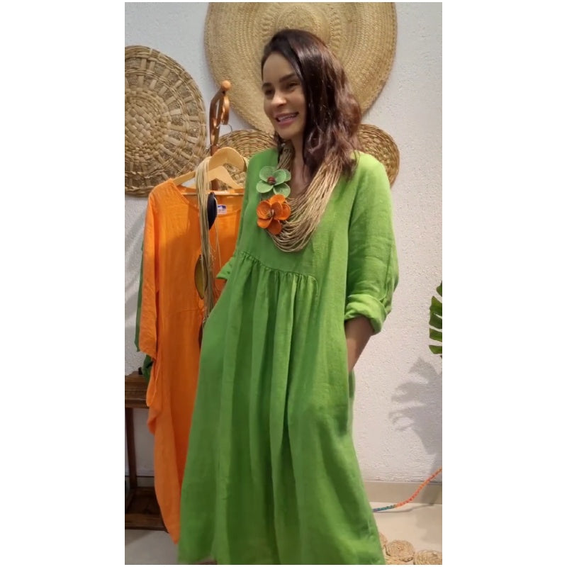 💖Korlátozott kiárusítás 20% KEDVEZMÉNY💖Női alkalmi hosszú ujjú vászon Boho ruha