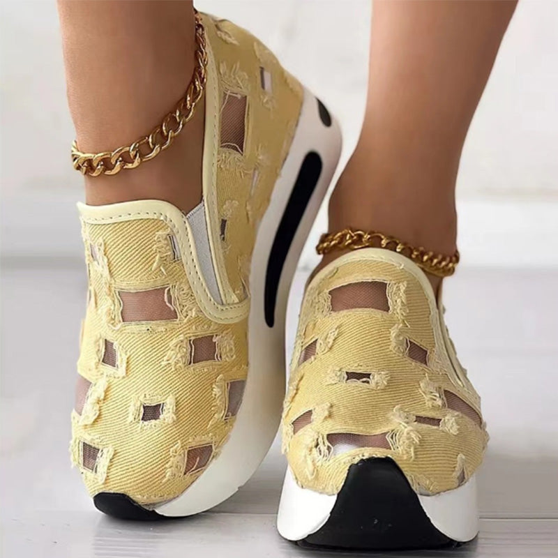 Canvas Mesh vastag aljú női szandálok