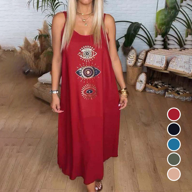 🔥Női hosszú ujjú ruha szemmintával👗