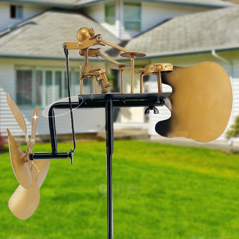 Kézzel készített fém szélmalom dobbal - talajdíszítéssel