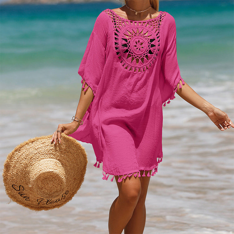 【Alkalmas S-5XL】🏖️Női laza egyszínű egyszínű üreges ki Cover Up