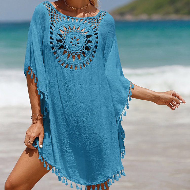 【Alkalmas S-5XL】🏖️Női laza egyszínű egyszínű üreges ki Cover Up