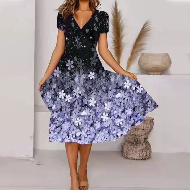 【S-4XL】🌺Női Flowy V-nyakú nyomtatott ruha