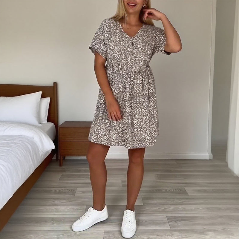 【S-3XL】🌸Rövid ujjú virágmintás ruha