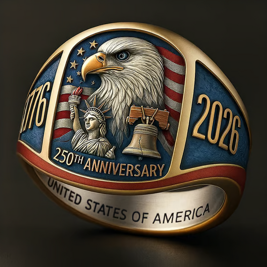 🎖️250. évforduló 1776–2026 Emlék sas gyűrű🦅