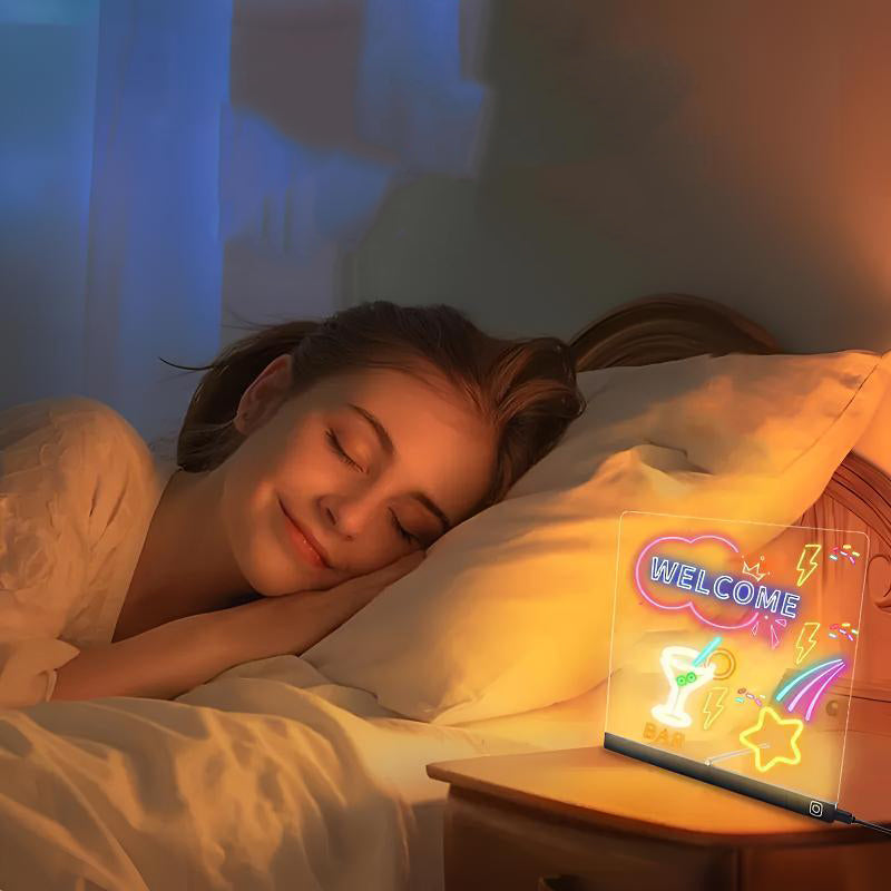 🔥👨‍🎨 Radírozható világító akril rajztábla állvánnyal 🎨✨